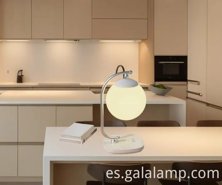 Lámpara de mesa LED incesable con carga inalámbrica para dormitorio